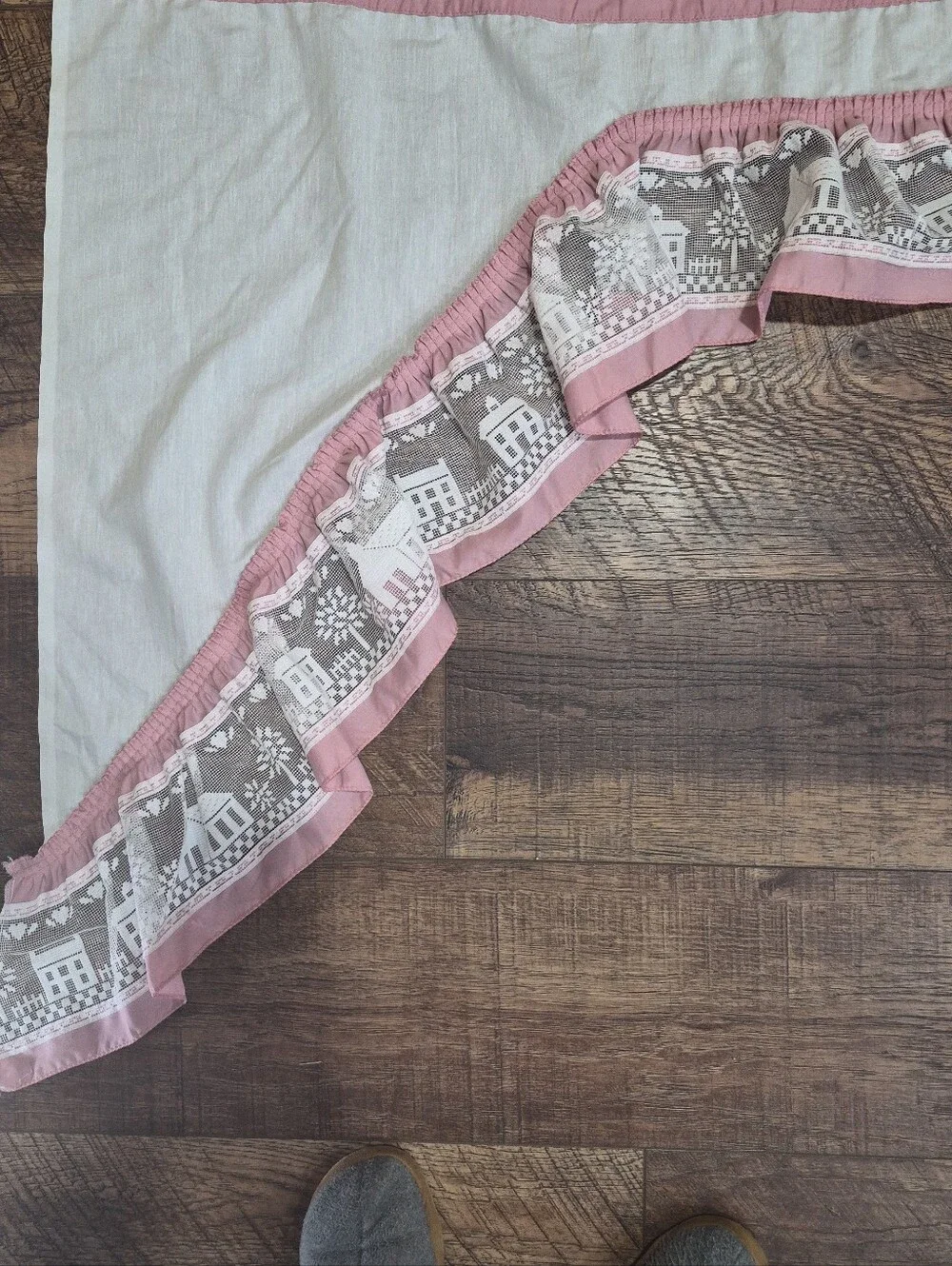 Vintage Cottagecore Primitive Country Lace Window Valance Ruffled Set